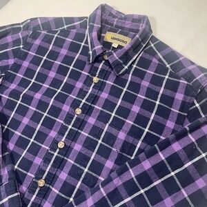 Purple Plaid Button Down Long Sleeve Shirt – Size L Casual Flannel Look